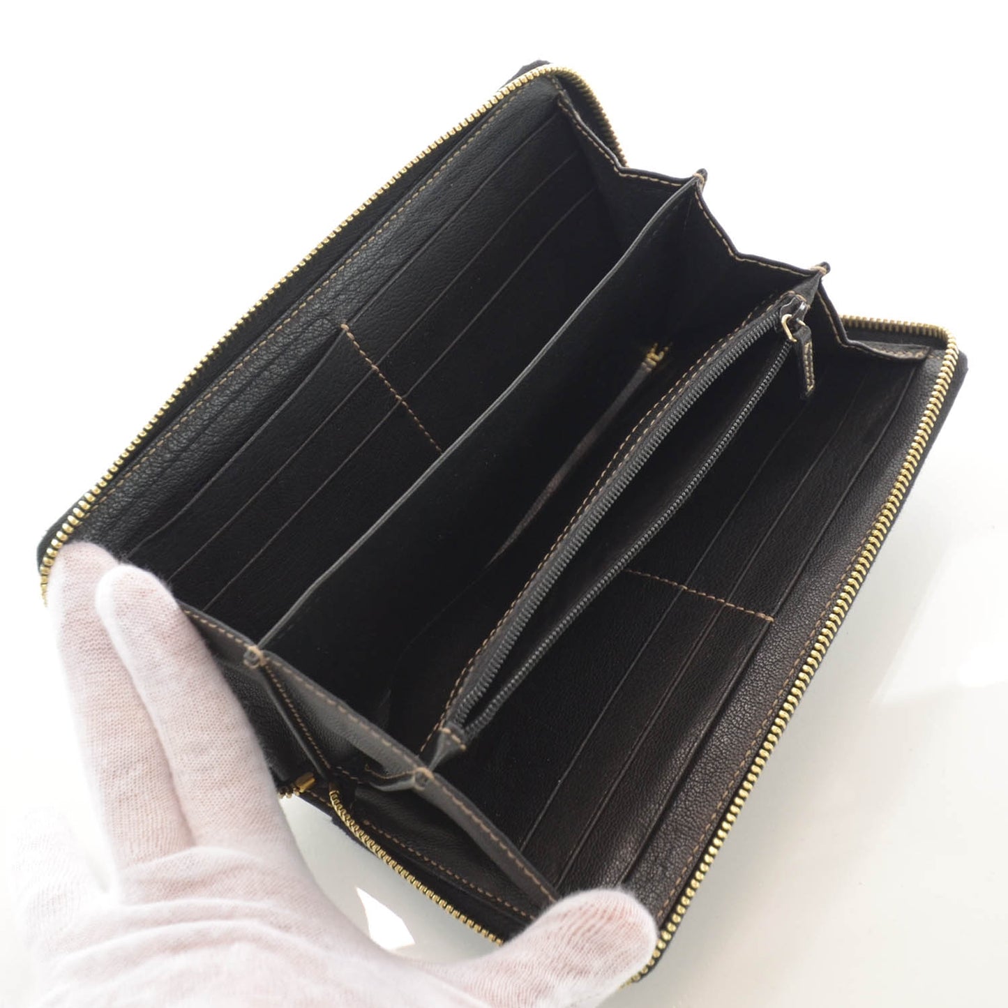 Leather Zip Around Capri Wallet Black