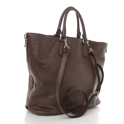 Prada Vitello Phenix Side Zip Shopping Tote Bruciato 3 of 11