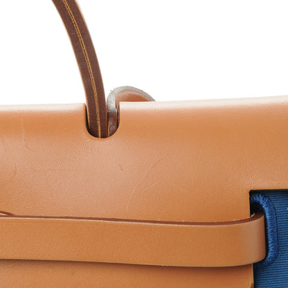 Hermes Vache Hunter Toile Herbag Zip 31 PM Bleu Natural 12 of 16