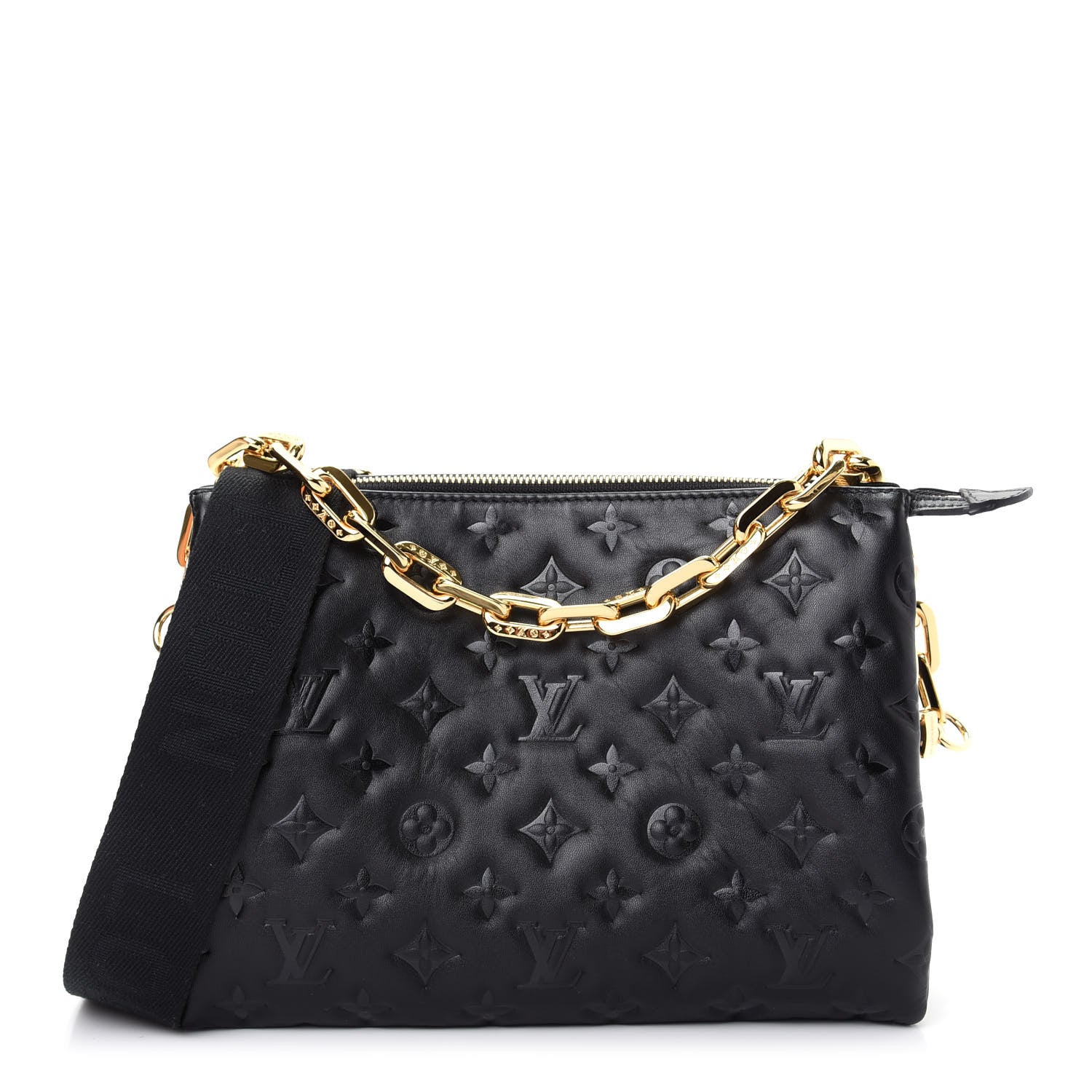 Louis Vuitton Lambskin Embossed Monogram Coussin PM Black 1 of 10