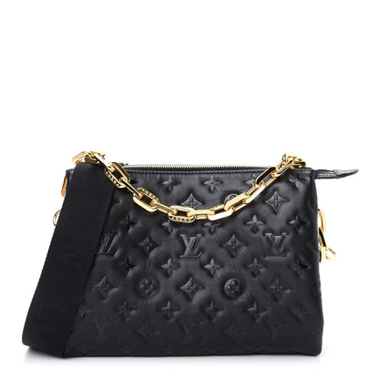Louis Vuitton Lambskin Embossed Monogram Coussin PM Black 1 of 10