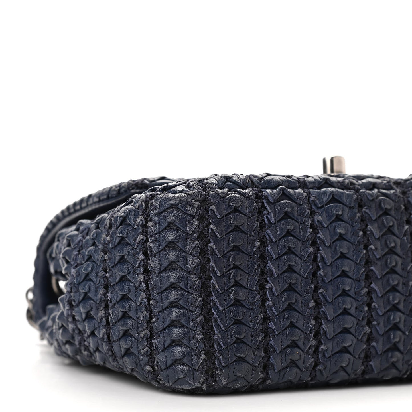 Lambskin Crochet Embroidered Small Flap Navy