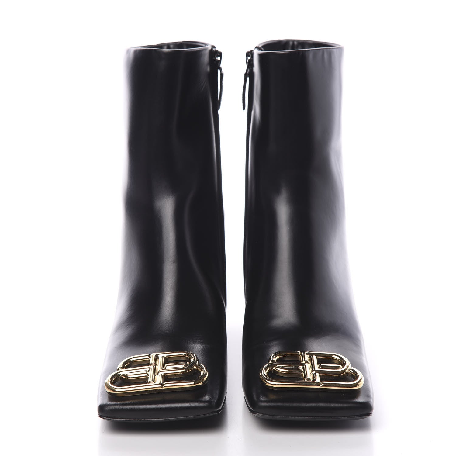 Balenciaga Calfskin Varenne BB Double Square 80mm Booties 39.5 Black Gold 2 of 12