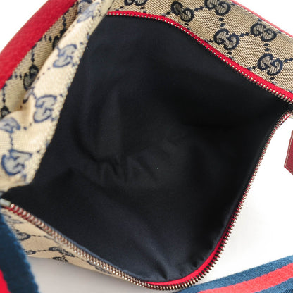 Gucci GG Monogram Web Double Pocket Belt Bag Navy Red 5 of 7