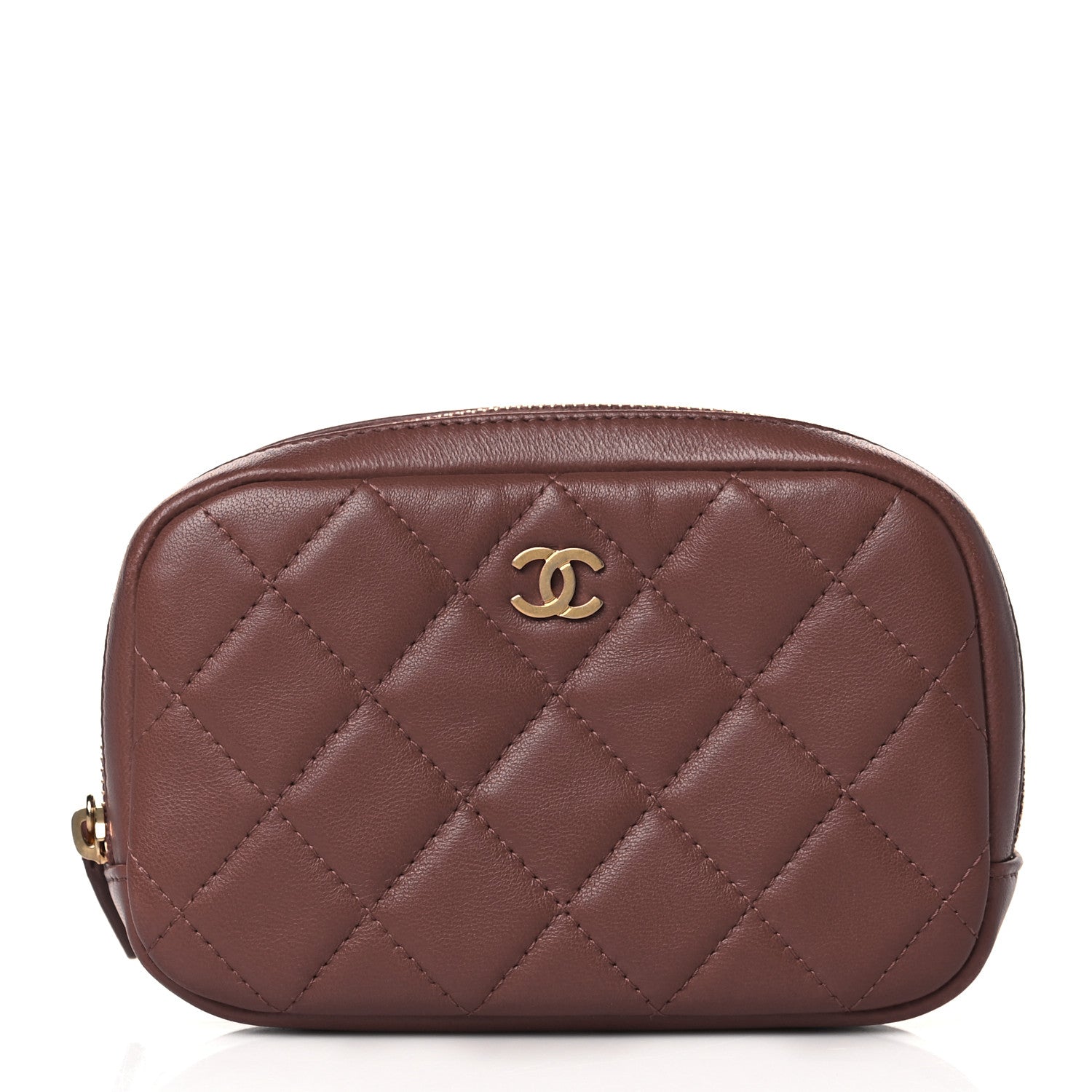 Chanel Lambskin Quilted Small Curvy Pouch Cosmetic Case Red 1 of 9