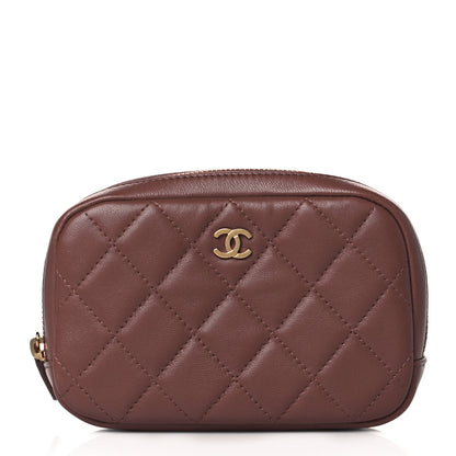 Chanel Lambskin Quilted Small Curvy Pouch Cosmetic Case Red 1 of 9