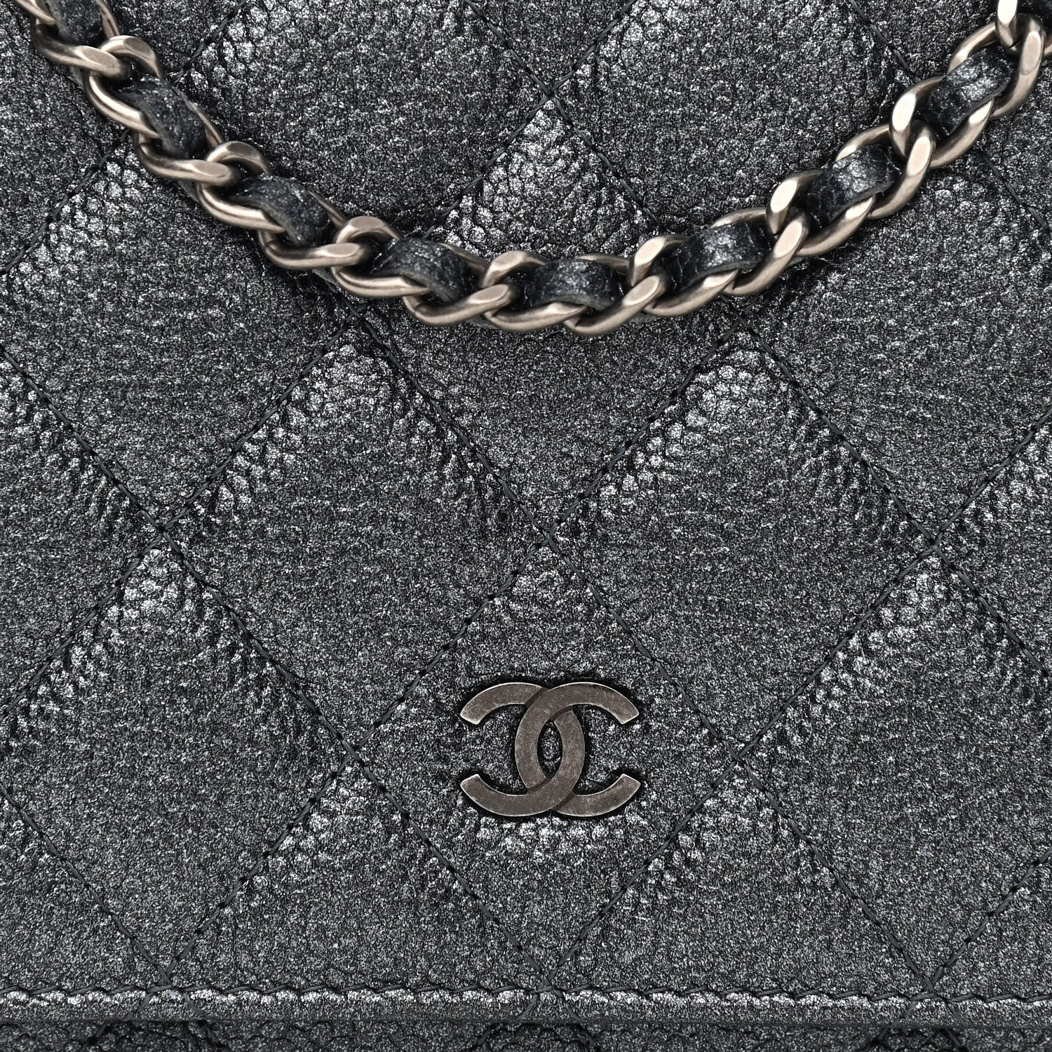 Chanel Iridescent Caviar Quilted Wallet On Chain WOC Black 9 of 11