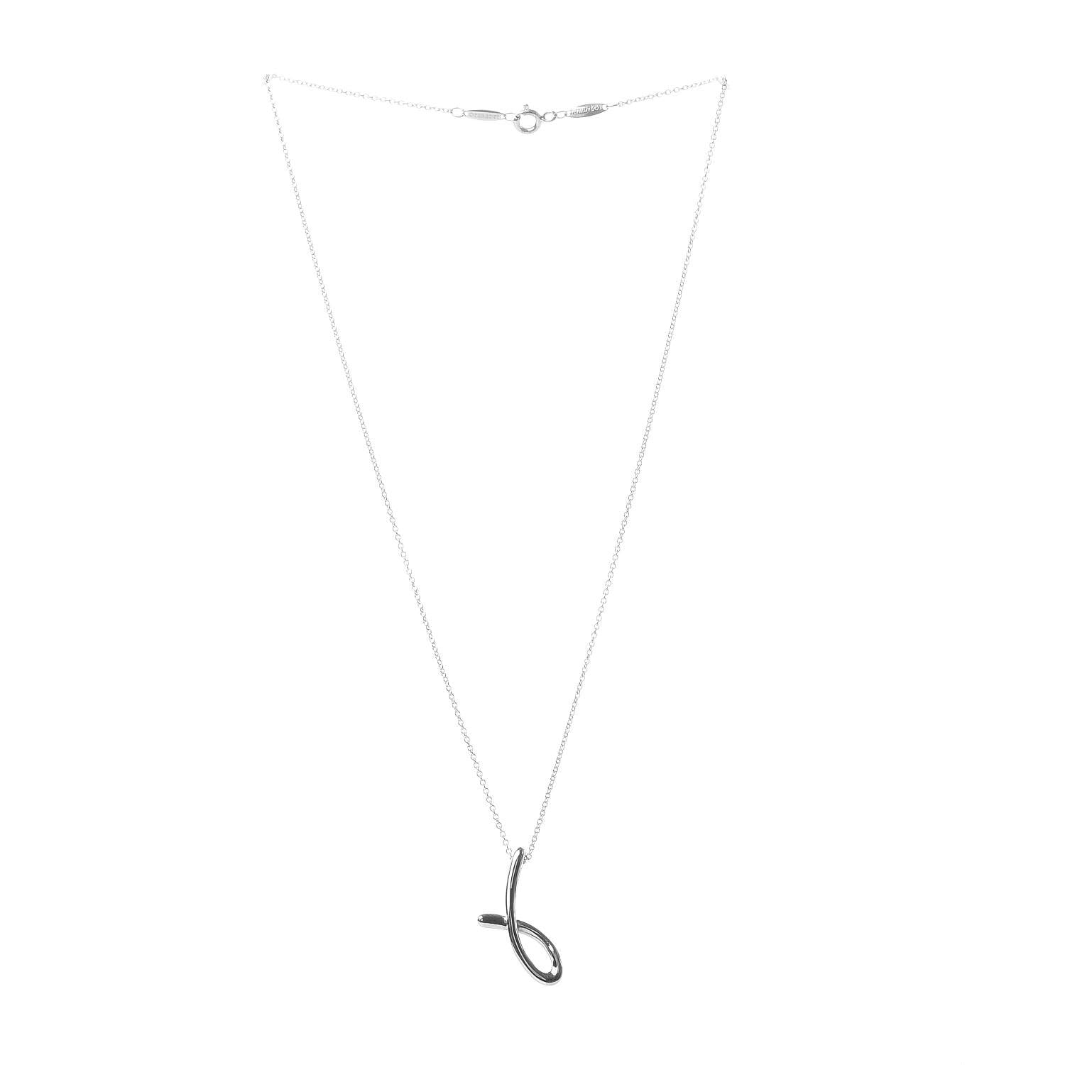 Tiffany Sterling Silver Elsa Peretti Letter J Pendant Necklace 3 of 5