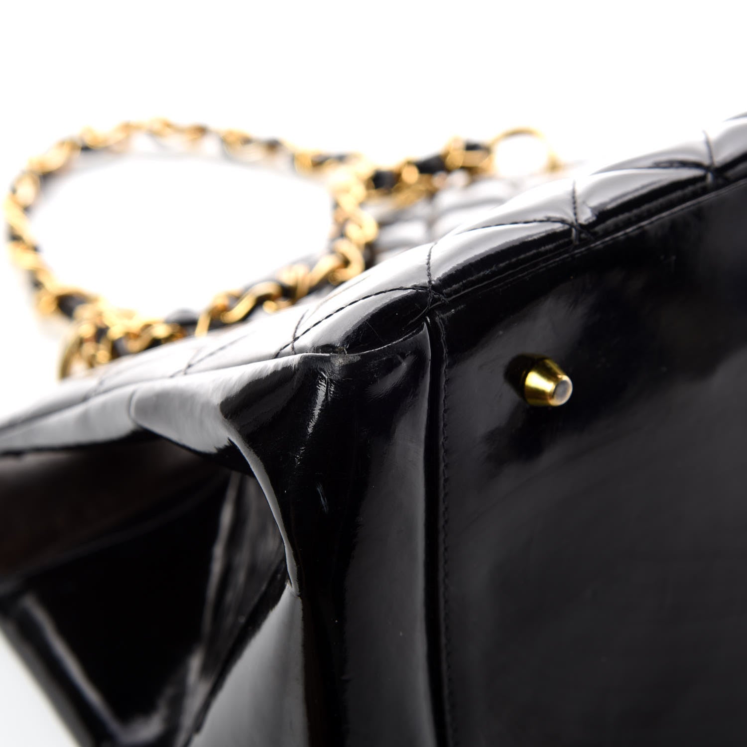 Chanel Patent Quilted Grand Shopping Tote GST Black 11 of 16