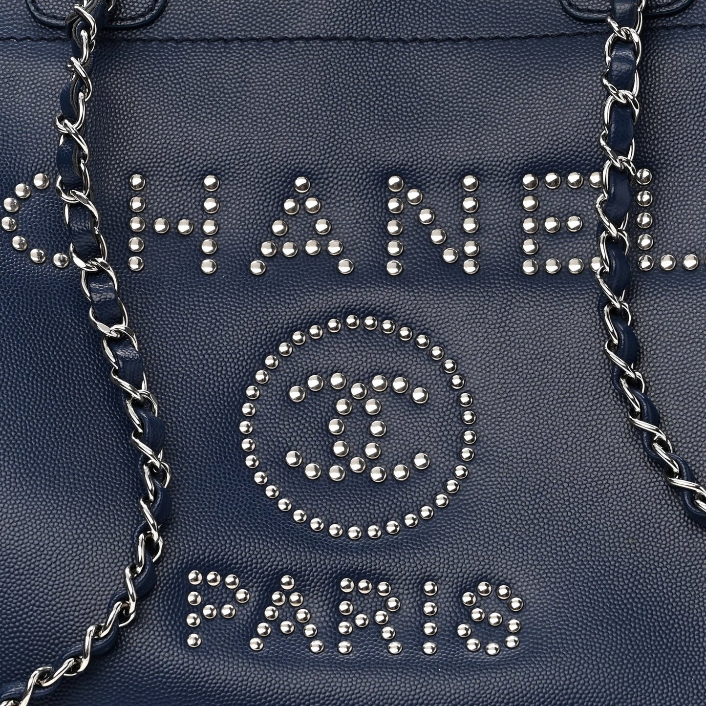 Caviar Medium Studded Deauville Tote Blue