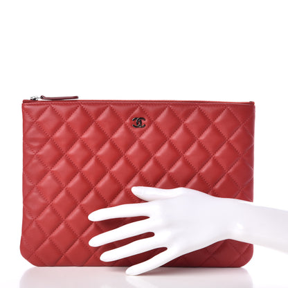 Chanel Lambskin Quilted Medium Cosmetic Case Red 2 of 10