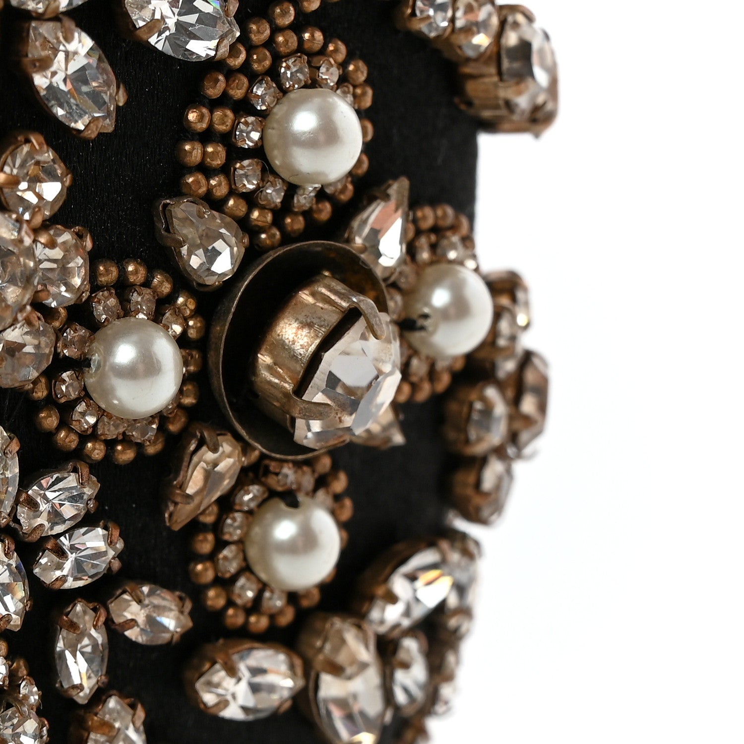 Alexander McQueen Satin Embellished Floral Knuckle Duster Box Clutch Black 10 of 11
