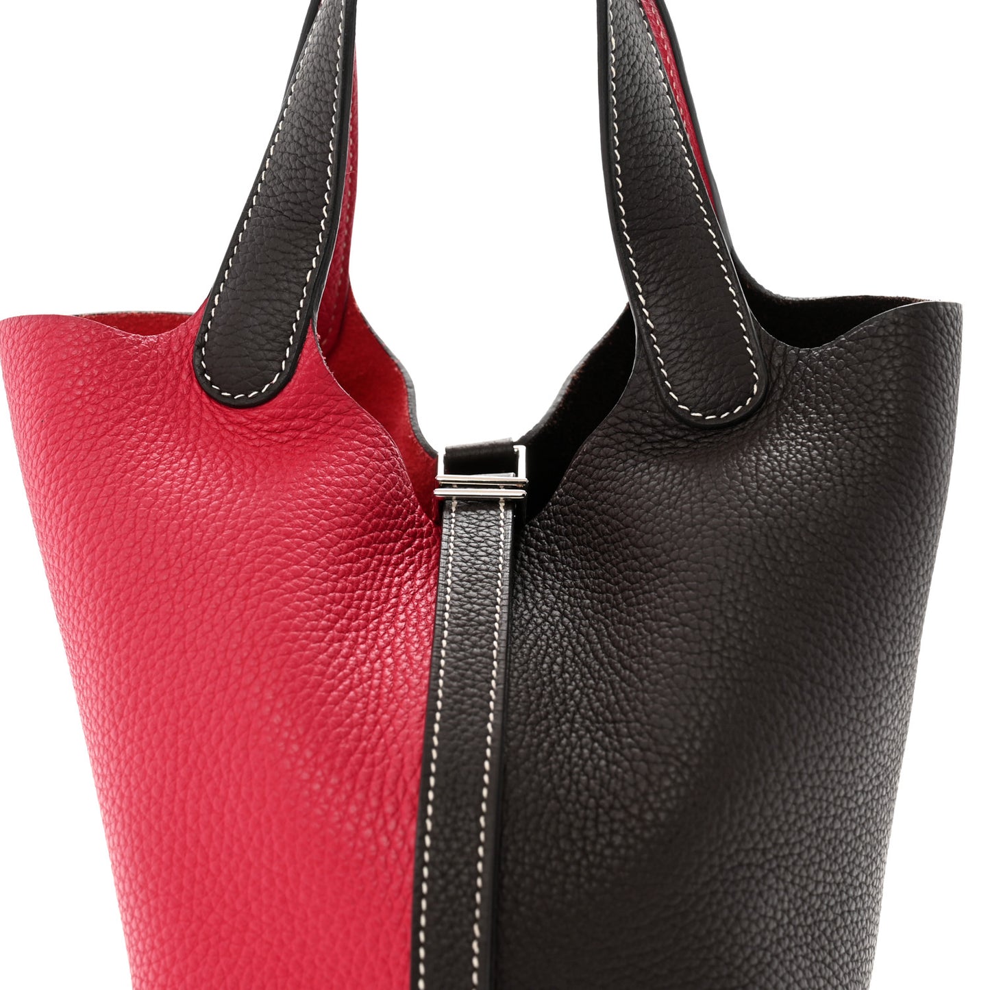 Taurillon Clemence Casaque Picotin Lock 18 PM Rouge Sellier Framboise