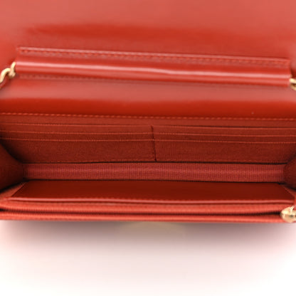 Chanel Calfskin Chevron Quilted Medal Wallet On Chain WOC Red 5 of 13