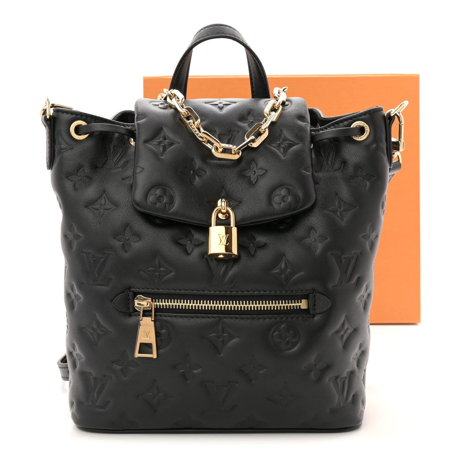 Louis Vuitton Lambskin Embossed Monogram Coussin PM Backpack Black 10 of 10