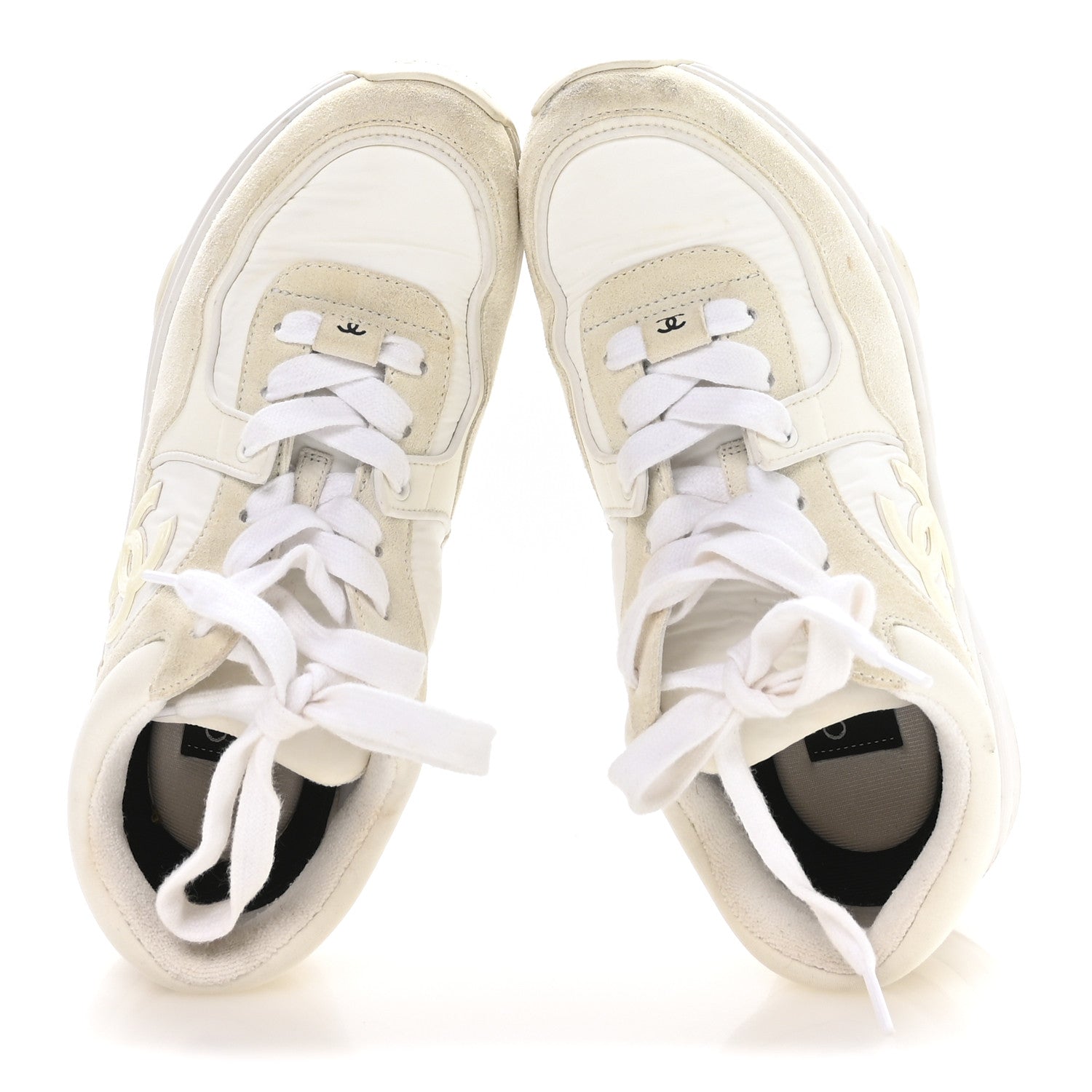 Chanel Suede Calfskin Fabric CC Sneakers 36 White 2 of 8
