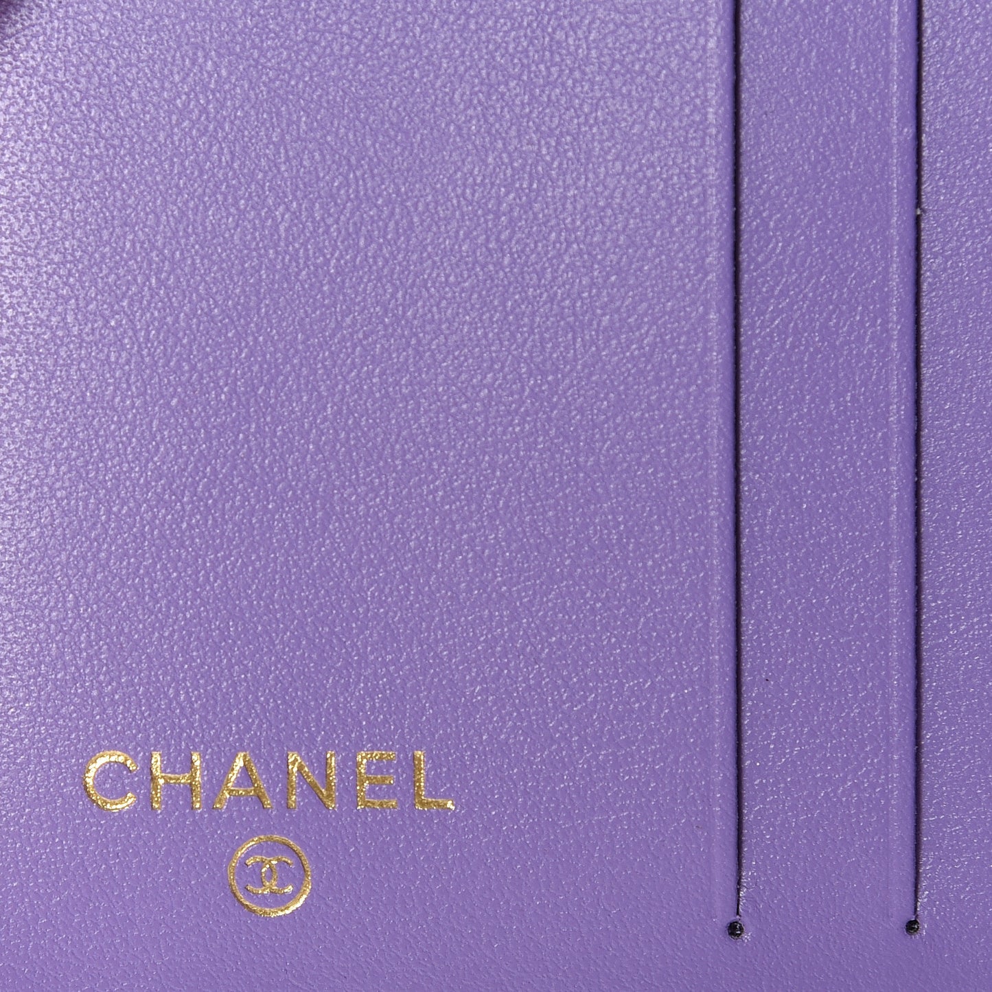 Caviar Quilted Card Holder Wallet Purple