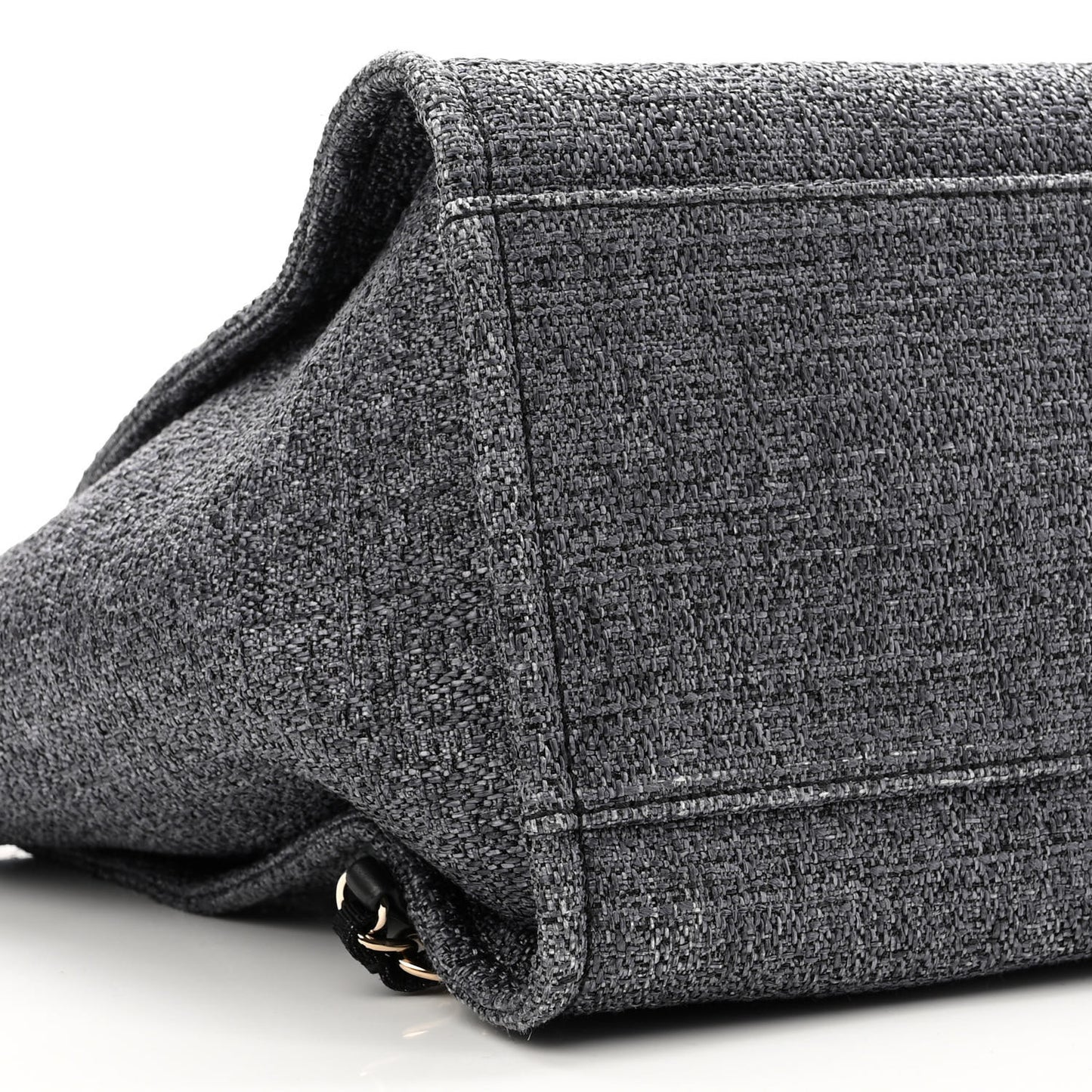 Woven Straw Raffia Medium Deauville Tote Grey