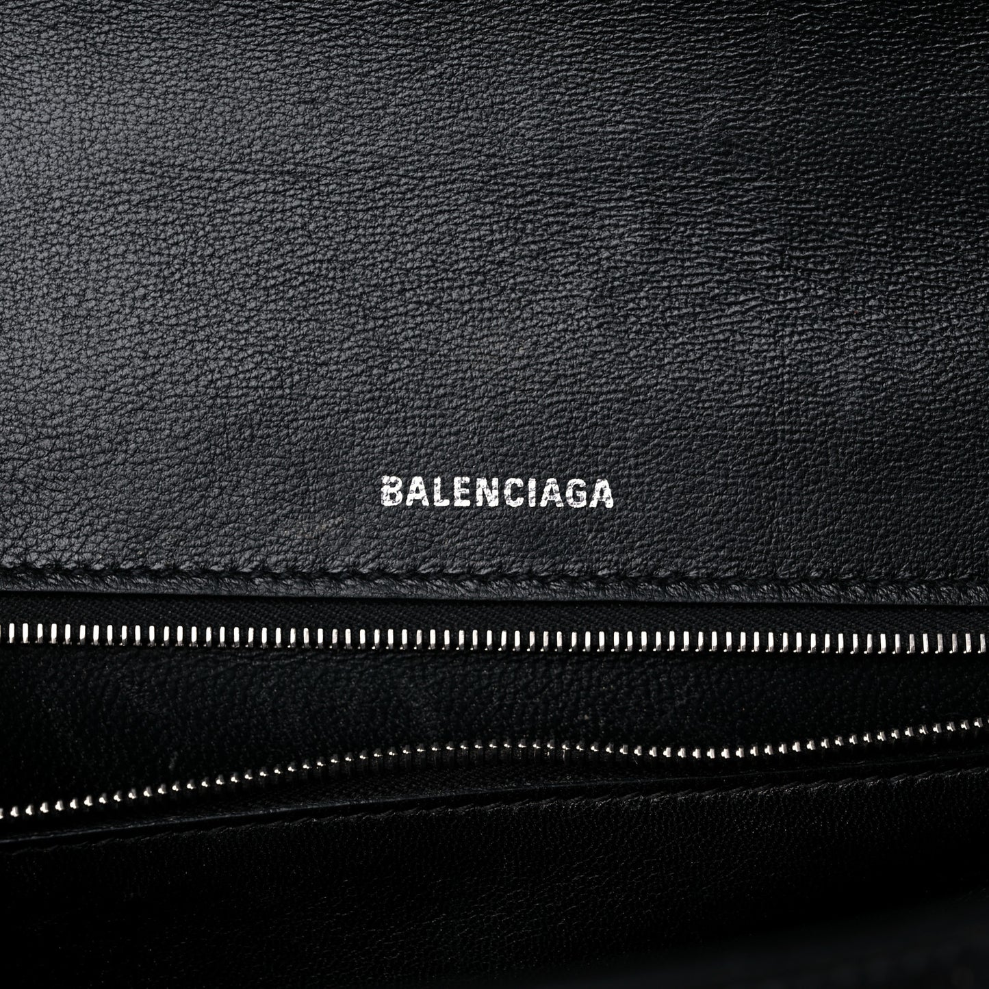Grained Calfskin Medium Hourglass Top Handle Bag Black