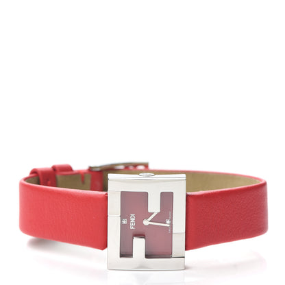 Fendi Stainless Steel Calfskin Diamond 24mm FendiMania Quartz Watch Red 2 of 7
