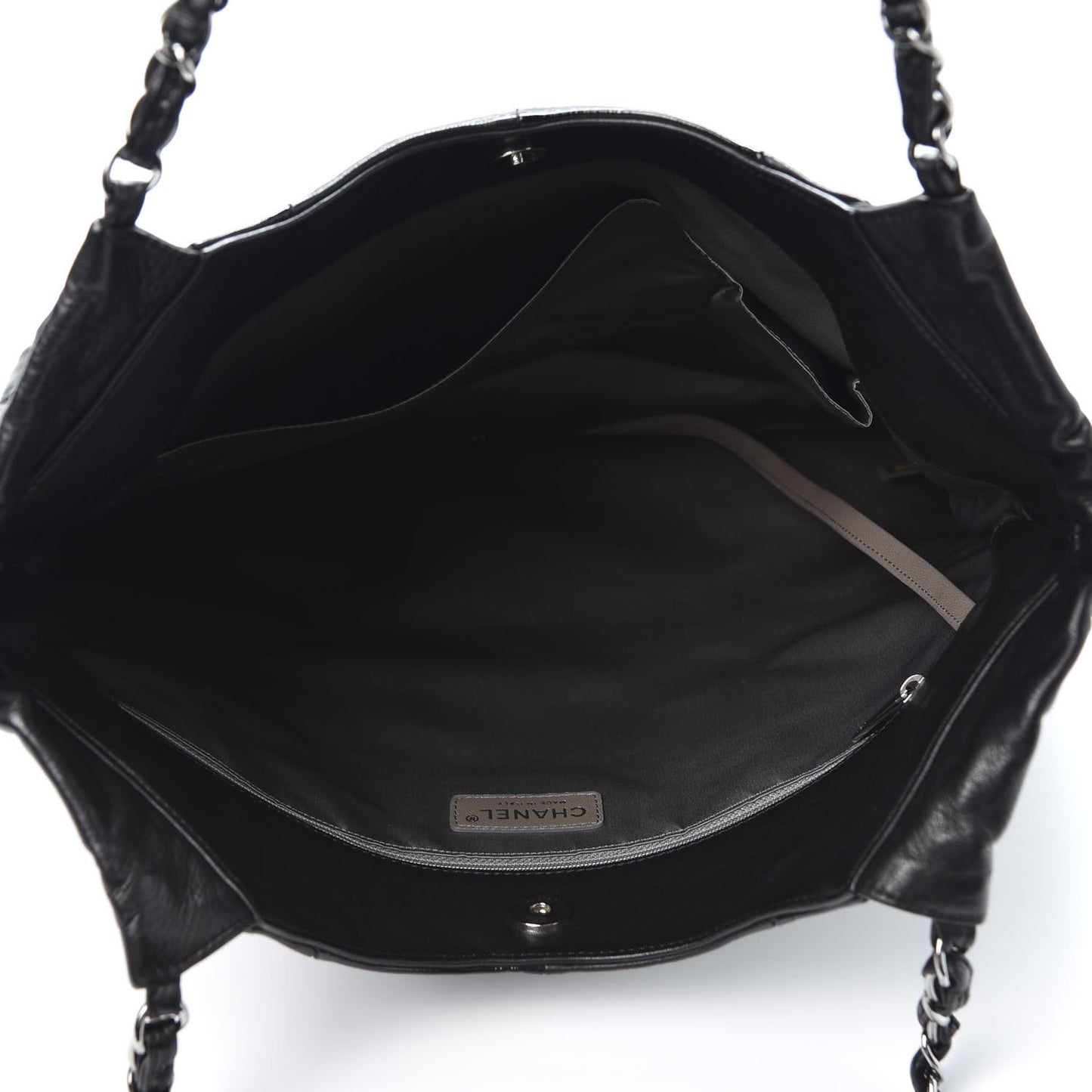 Patent Calfskin Patchwork Brooklyn Tote Black