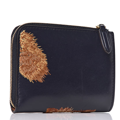 Mulberry Smooth Calfskin Squirrel Embroidered Part Zip Coin Pouch Navy 3 of 10