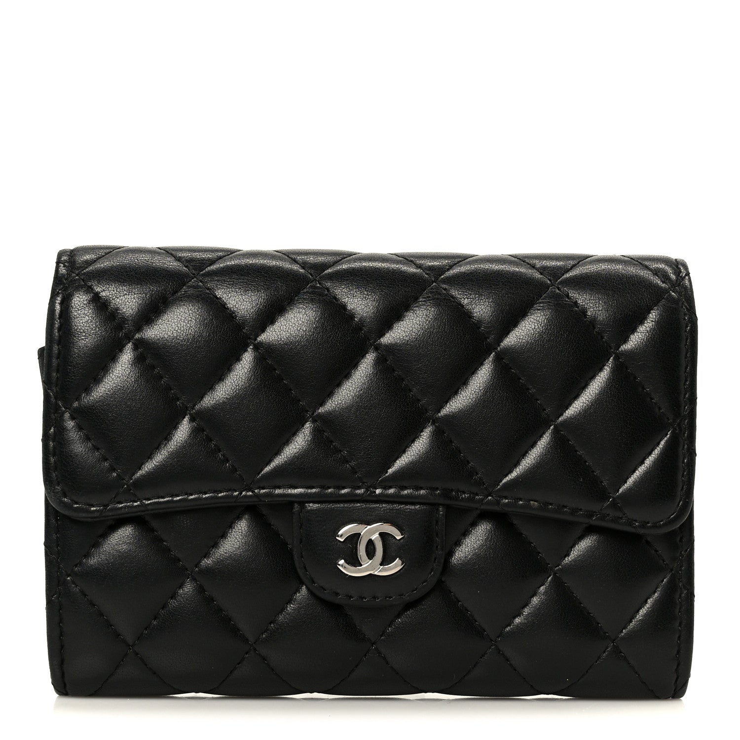 Chanel Lambskin Quilted Large Flap Wallet Black 1 of 10