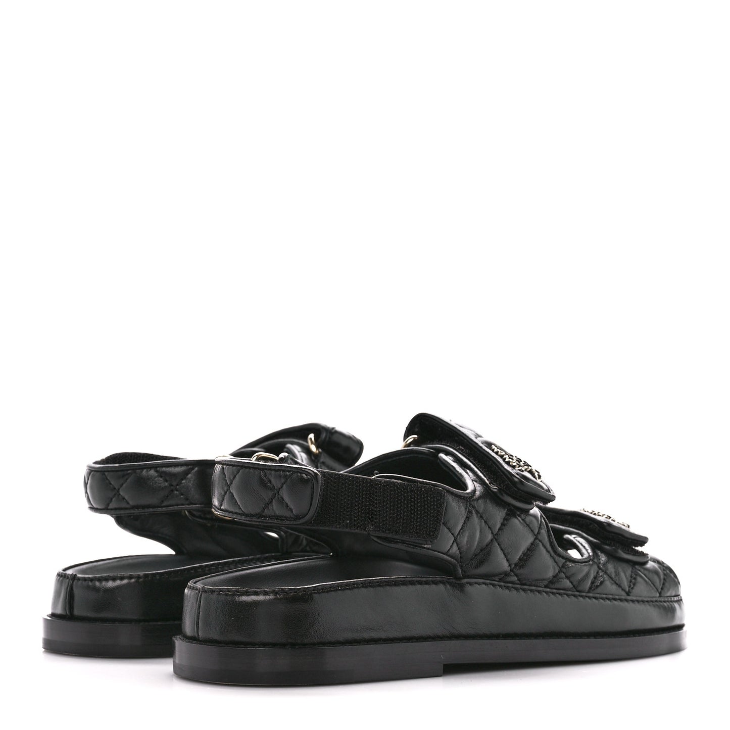 Lambskin Velcro Dad Sandals 36 Black
