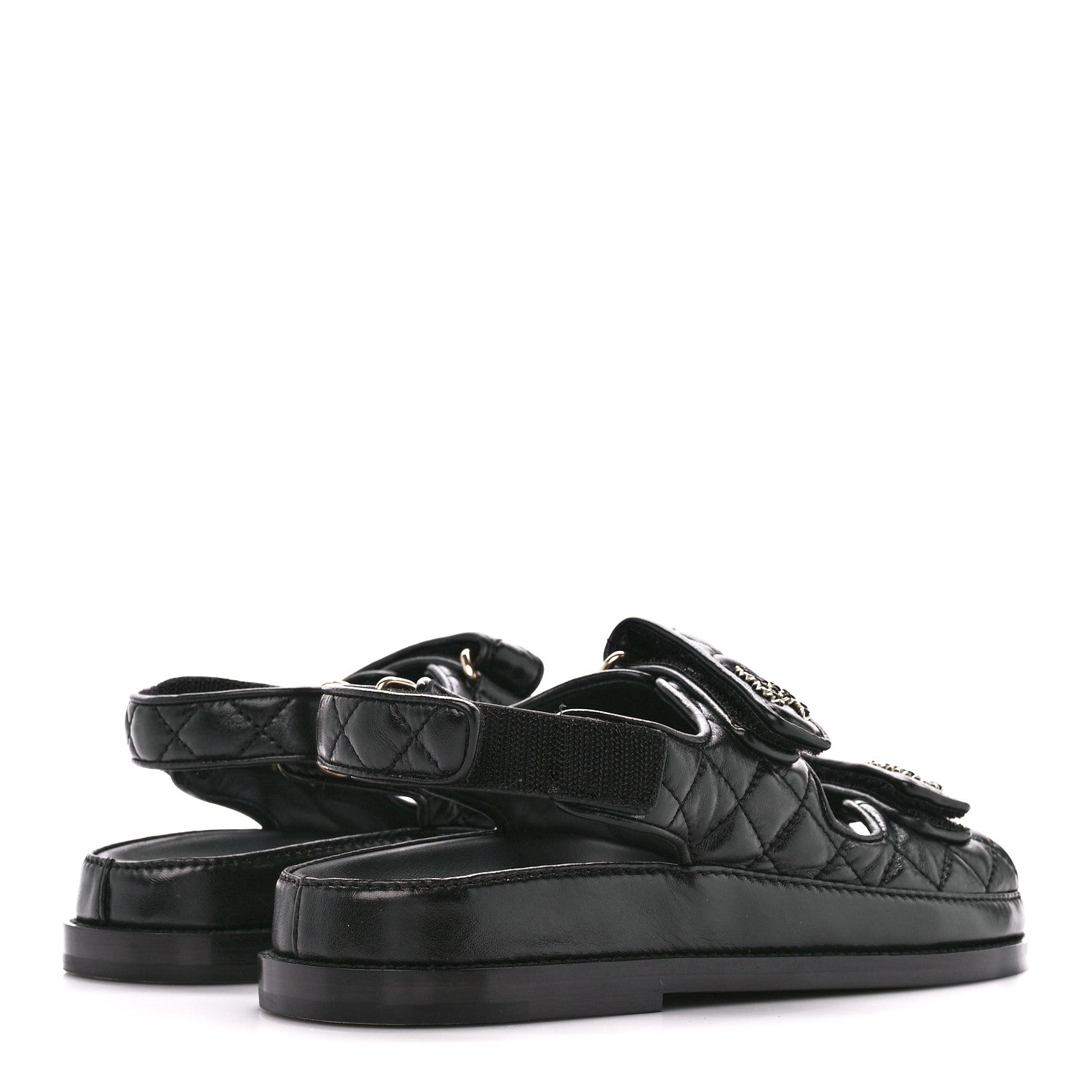 Chanel Lambskin Velcro Dad Sandals 36 Black 4 of 9