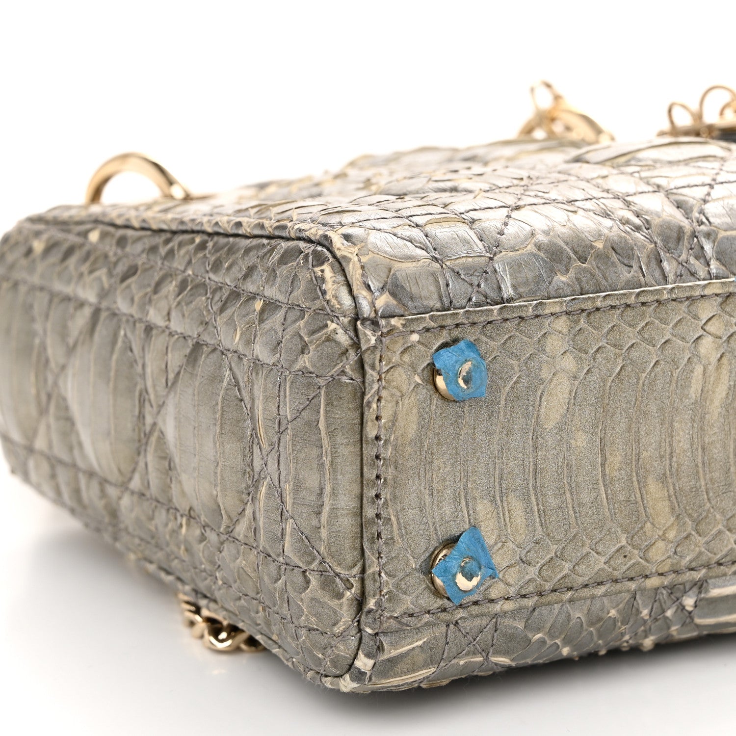 Christian Dior Metallic Snakeskin Cannage Mini Lady Dior Silver 9 of 10