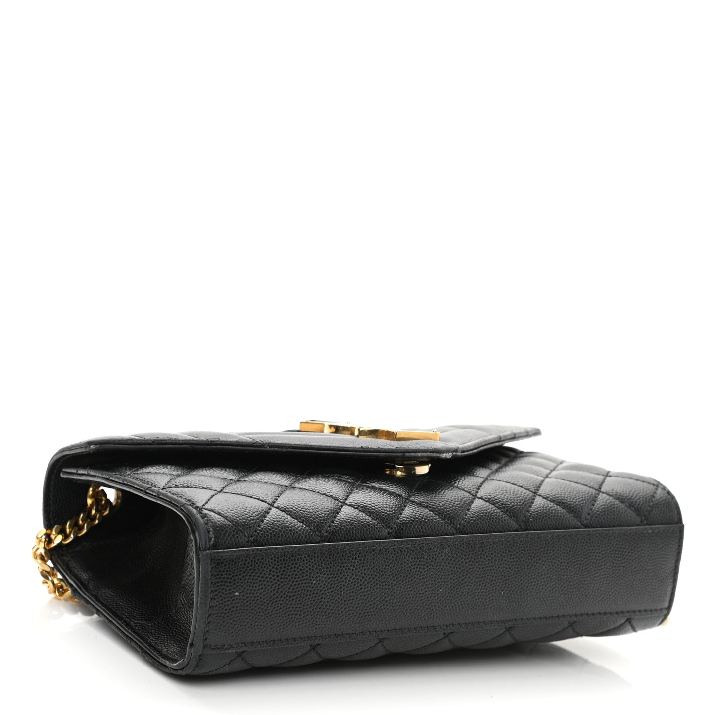 Grain De Poudre Textured Mixed Matelasse Triquilt Small Monogram Satchel Black