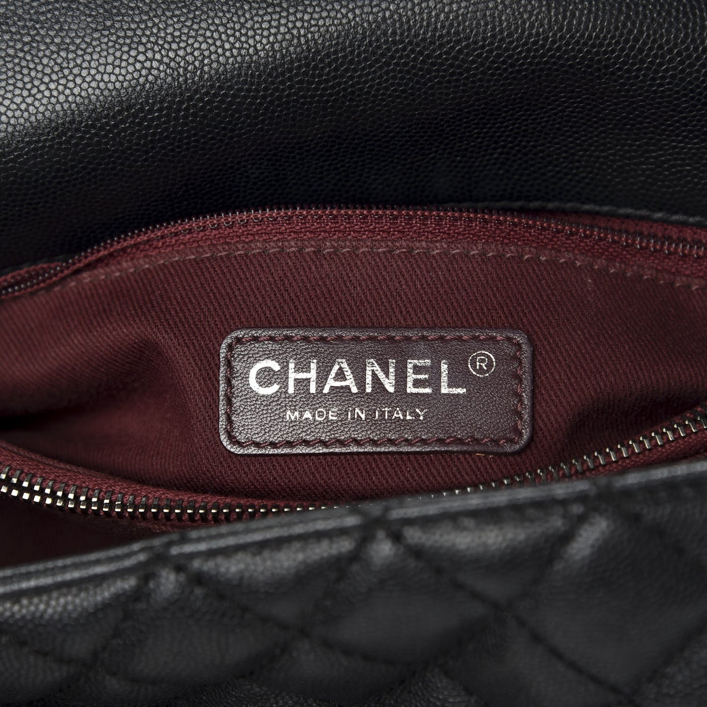 Caviar Quilted Small Coco Handle Flap Black