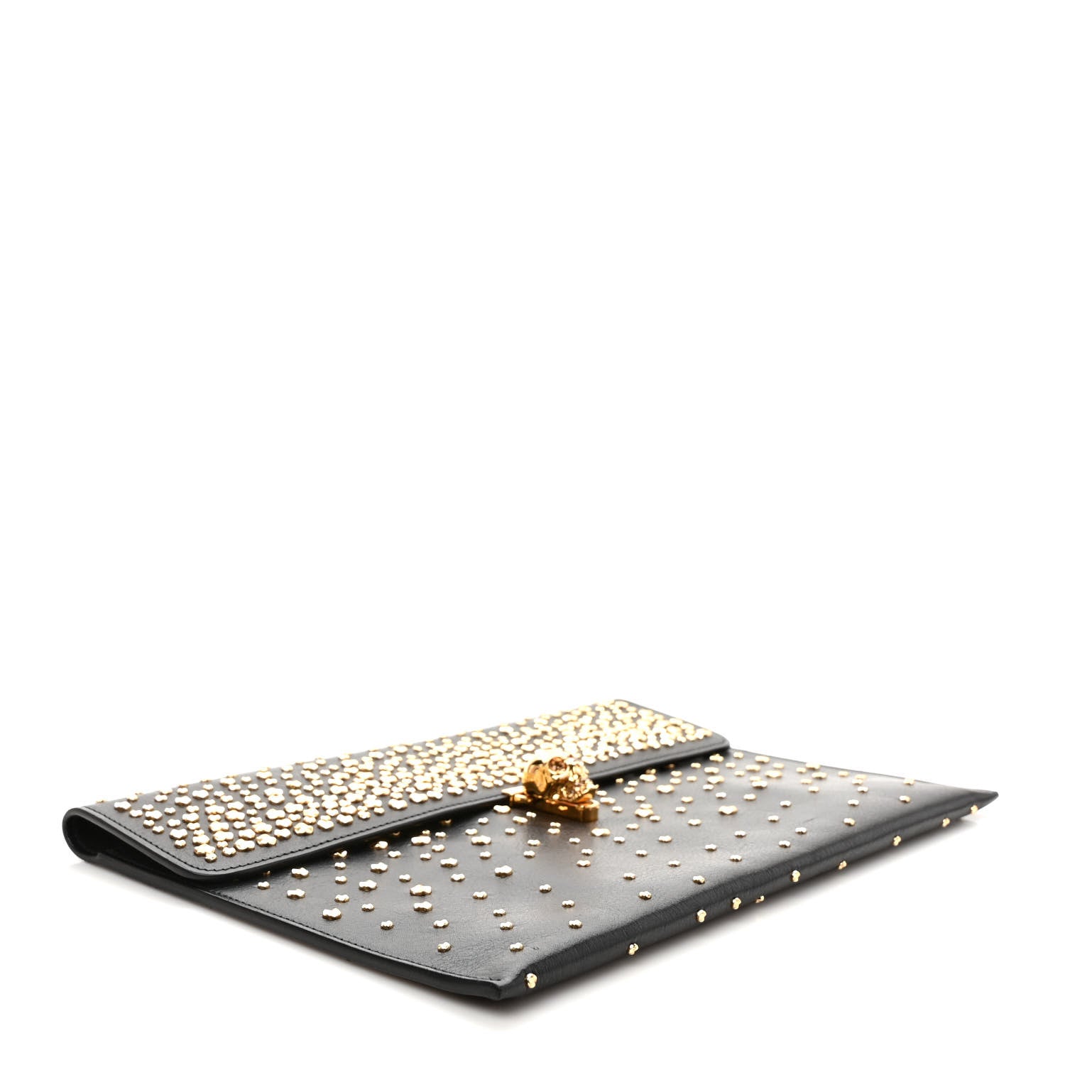 Alexander McQueen Calfskin Studded Skull Envelope Clutch Black 4 of 6