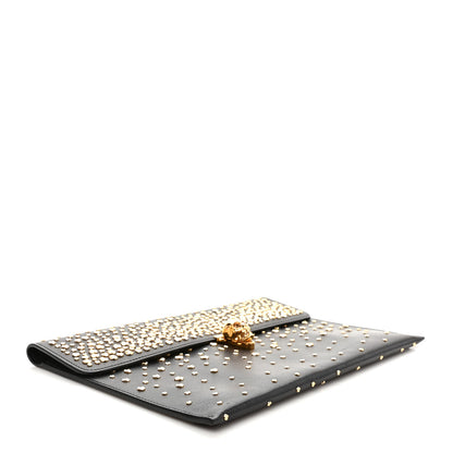 Alexander McQueen Calfskin Studded Skull Envelope Clutch Black 4 of 6