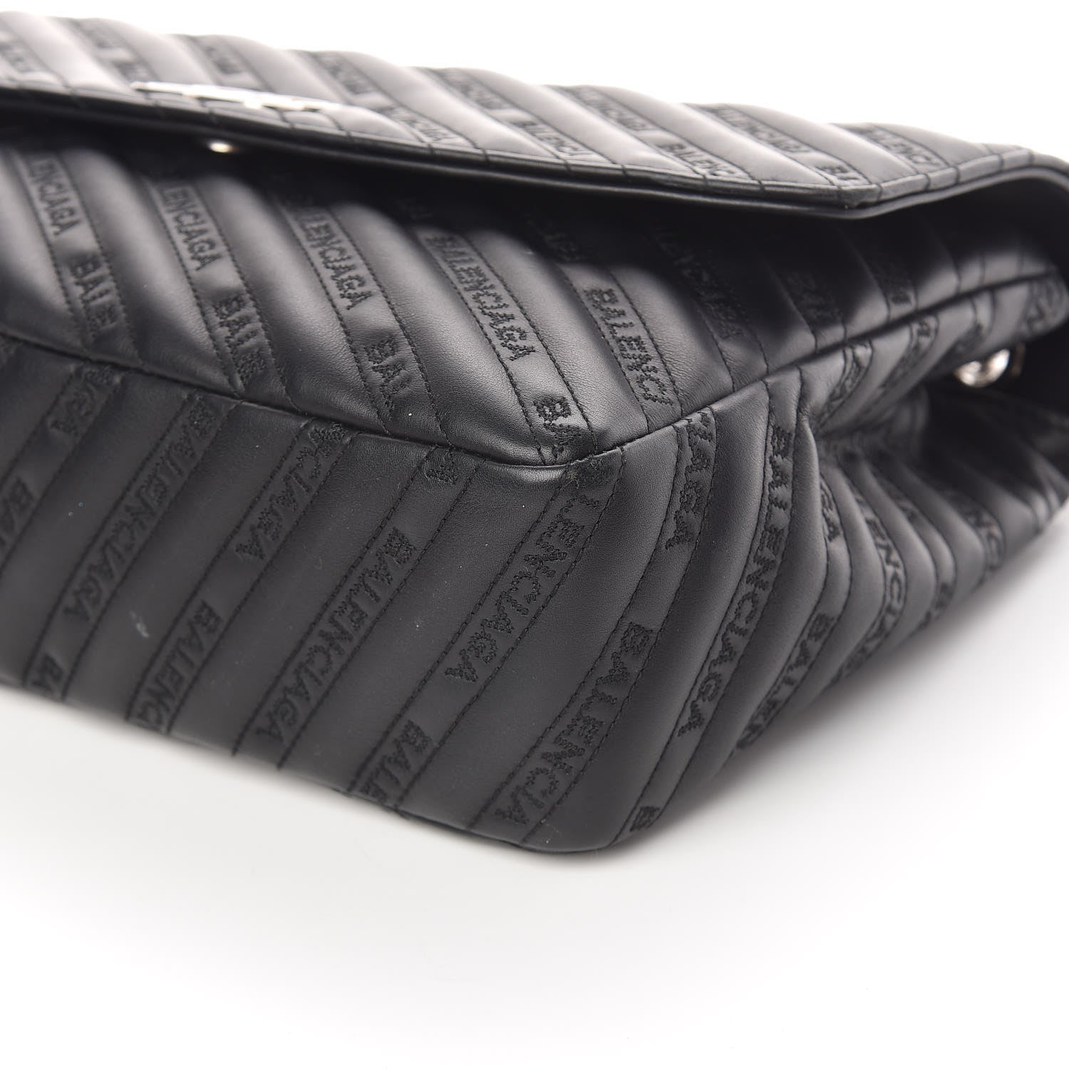Balenciaga Calfskin Logo Matelasse Large BB Flap Chain Shoulder Bag Black 6 of 10