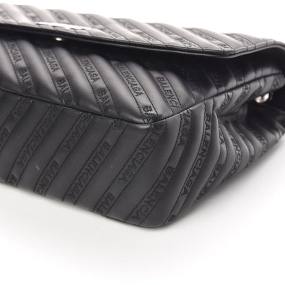 Balenciaga Calfskin Logo Matelasse Large BB Flap Chain Shoulder Bag Black 6 of 10