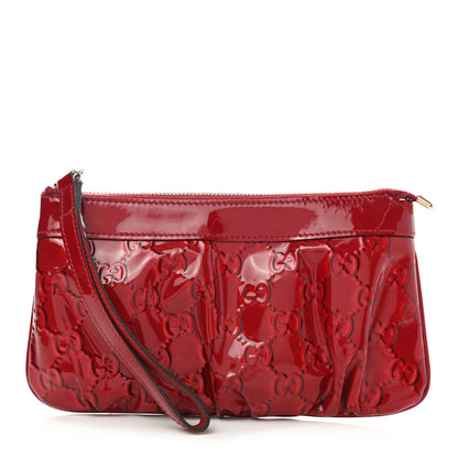 Gucci Patent Guccissima Wristlet Pouch Red 1 of 8