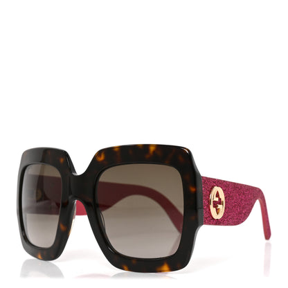 Gucci Square Frame GG0102S Sunglasses Glitter Pink Multi 1 of 7