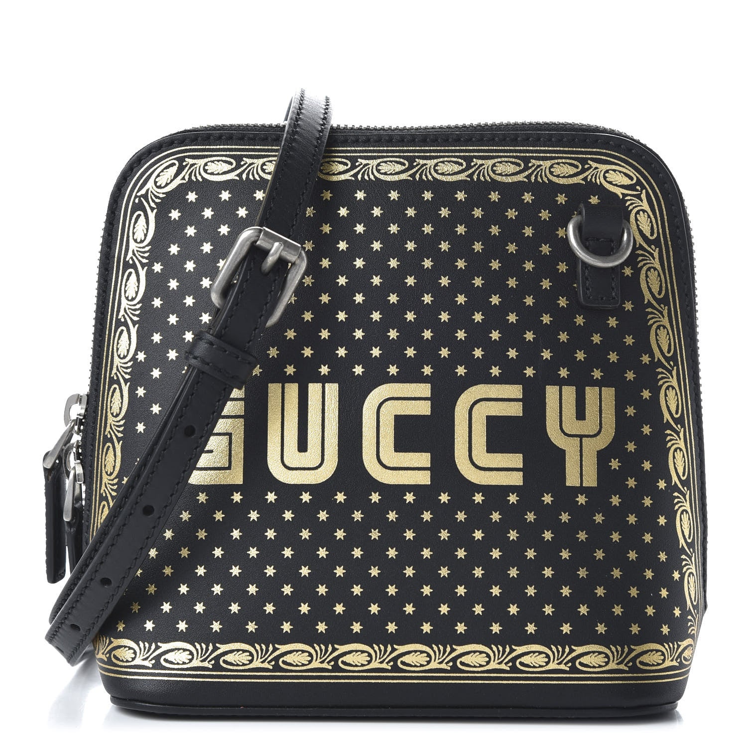 Gucci X SEGA Calfskin GUCCY Stars Mini Dome Shoulder Bag Black Gold 1 of 10