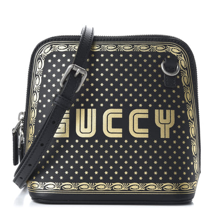 Gucci X SEGA Calfskin GUCCY Stars Mini Dome Shoulder Bag Black Gold 1 of 10