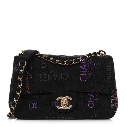 Chanel Denim Quilted Denim Mood Mini Rectangular Flap Black Multicolor 1 of 13