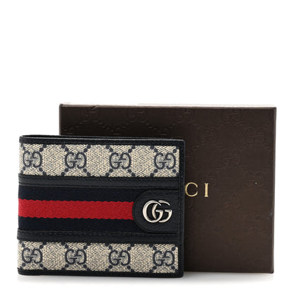 Gucci GG Supreme Monogram Web Mens Ophidia Bi-Fold Coin Wallet Beige Blue 10 of 10