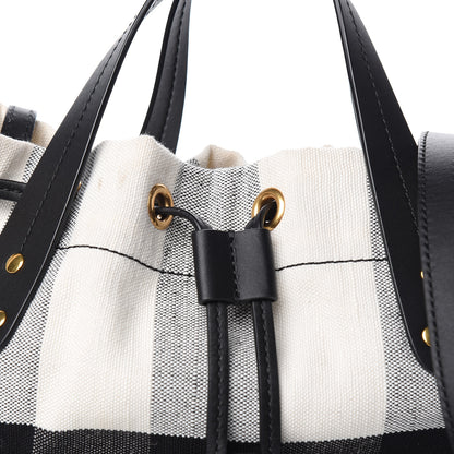 Burberry Canvas House Check Small Bucket Black White 11 of 12