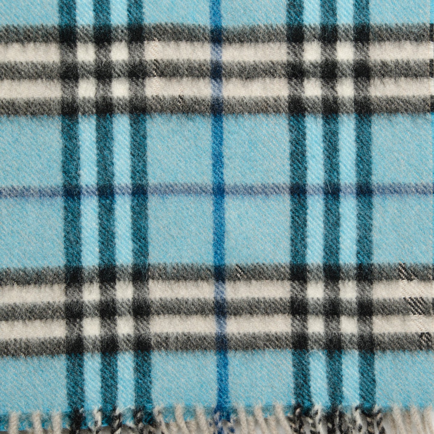 Cashmere Nova Check Fringe Scarf Blue