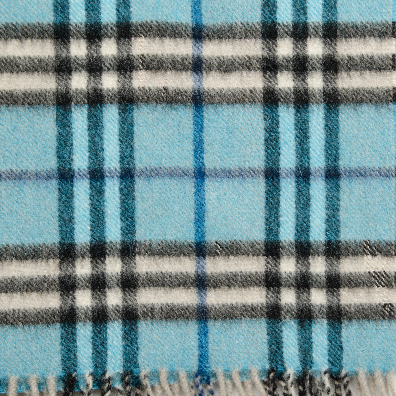 Burberry Cashmere Nova Check Fringe Scarf Blue 6 of 6