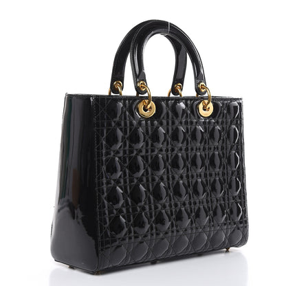 Christian Dior Patent Cannage Large Lady Dior Black 3 of 13