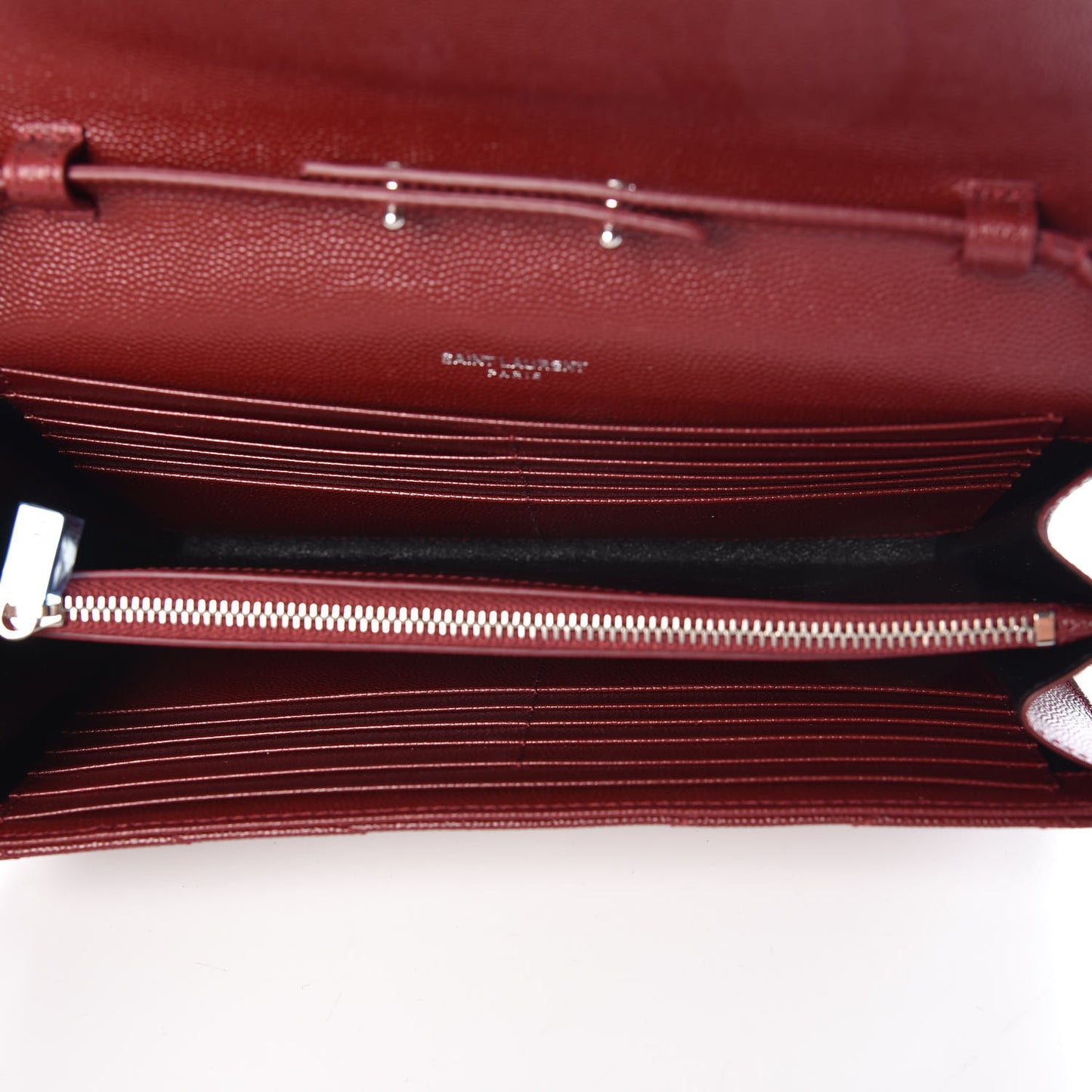 Grain De Poudre Matelasse Chevron Monogram Chain Wallet Palissandre