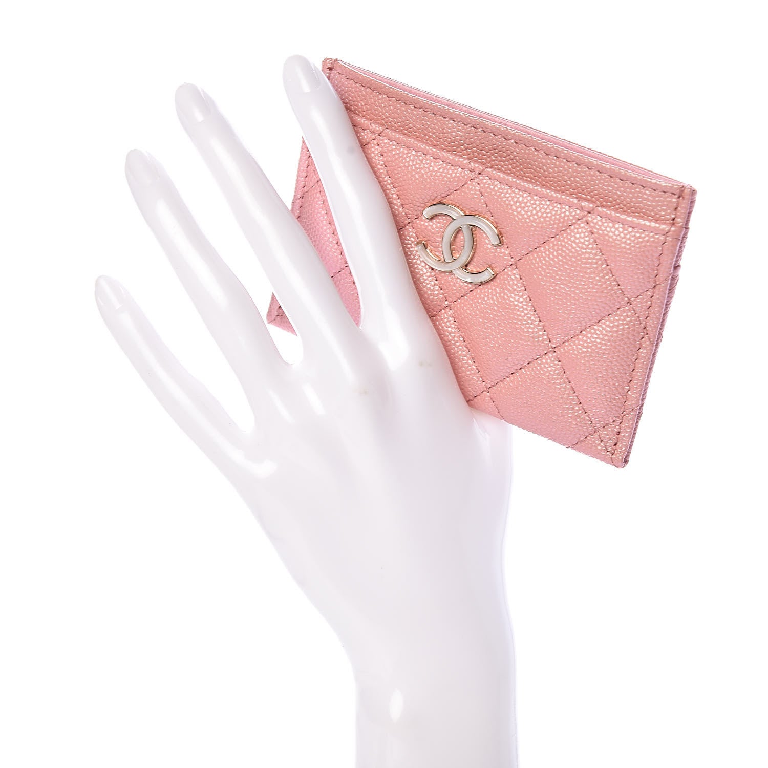 Chanel Iridescent Caviar Quilted Card Holder Rose Pink 2 of 8