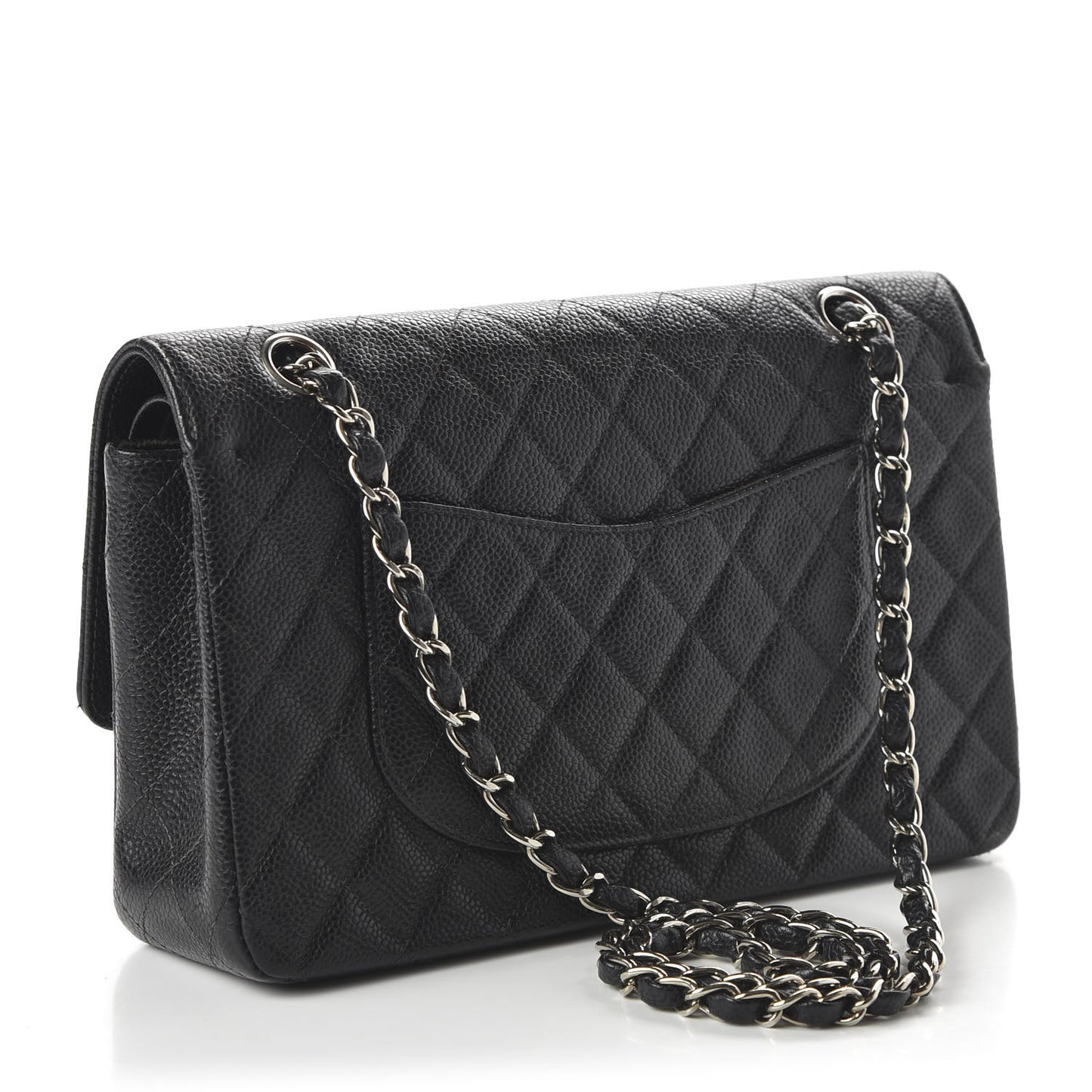 Caviar Quilted Medium Double Flap Black