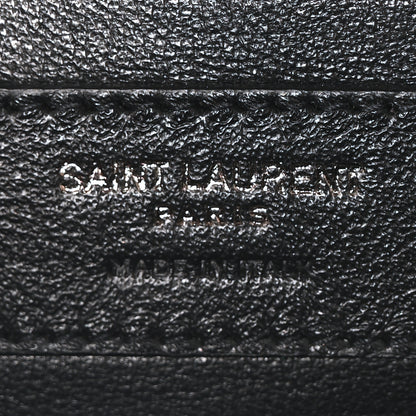 Saint Laurent Metallic Grain De Poudre Textured Mixed Matelasse Triquilt Medium Monogram Satchel Silver 6 of 9